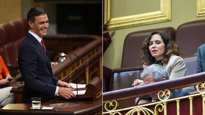 Pedro Sánchez e Isabel Díaz Ayuso en el pasado debate de investidura, el 15 de noviembre de 2024. En esa sesión, el ahora presidente se carcajeó de Alberto Núñez Feijóo y la presidenta de la Comunidad de Madrid musitó un insulto contra Sánchez.
