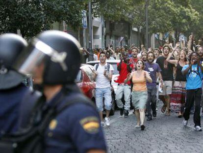 Protesta espontánea de julio ante una intervención policial en Lavapiés.
