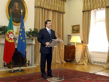 Durão Barroso, durante el anuncio el martes de su aceptación de la presidencia de la Comisión Europea.