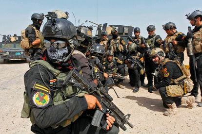 Miembros del Cuerpo de Operaciones Especiales de Irak. Occidente se enfrenta al Estado Islámico a través de los kurdos e iraquíes en el campo de batalla y mediante ataques aéreos.