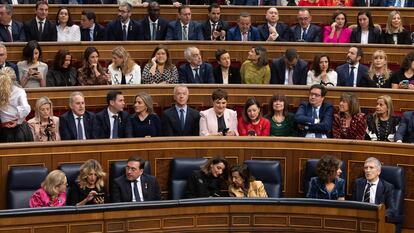 Bancada de ministros durante la jura de la Constitución de la Princesa de Asturias, el 31 de octubre en el Congreso.