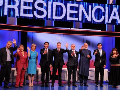 Los candidatos durante un debate televisivo.