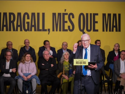 Acto en apoyo a la candidatura de Ernest Maragall, candidato de ERC a la alcaldía de Barcelona, este miércoles.