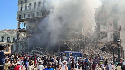 El hotel Saratoga, en la Habana (Cuba), después de la explosión de este viernes.