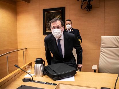 El expresidente del Gobierno Mariano Rajoy, el 13 de diciembre, durante su comparecencia en la comisión Kitchen en el Congreso.