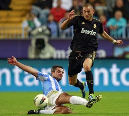 Benzema, durante el partido frente al Málaga.