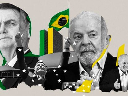 Una ilustración con los dos candidatos presidenciales de Brasil: Jair Bolsonaro y Lula da Silva.