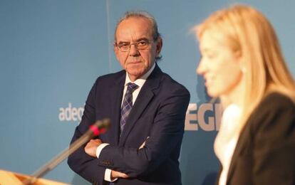 El presidente de Adegi, Pello Guibelalde, durante la Asamblea General de la patronal guipuzcoana.