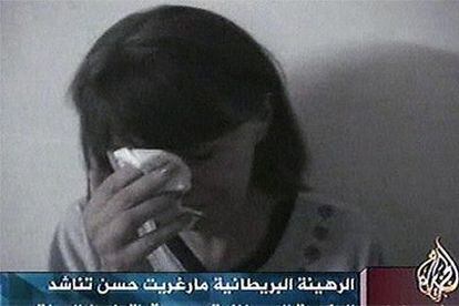 Margaret Hassan, responsable de la ONG Care International, en el vídeo en el que los terroristas anunciaron su captura.