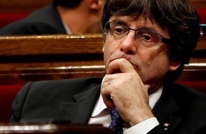 Puigdemont, el 27 de octubre en el &#039;Parlament&#039;. 