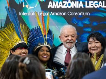 El presidente electo de Brasil, Luiz Inácio Lula da Silva, en el acto sobre la Amazonia celebrado este miércoles en la cumbre del clima de Sharm el Sheij.