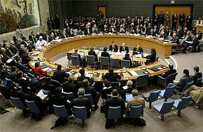 Reunión del Consejo de Seguridad de Naciones Unidas ayer en Nueva York para escuchar el informe del jefe de inspectores Hans Blix.
