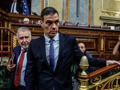 El presidente del Gobierno, Pedro Sánchez, este martes en el pleno del Congreso.