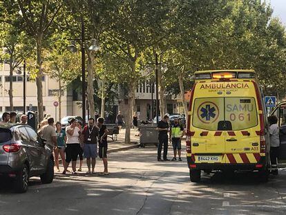 Una ambulancia y sanitarios que han intentado salvar la vida a la bebé de diez meses que ha fallecido en la localidad mallorquina de Manacor.