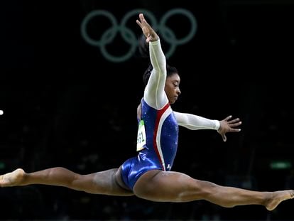 FILE - United States' Simone Biles performs on the balance beam during the artistic gymnastics women's individual all-around final at the 2016 Summer Olympics in Rio de Janeiro, Brazil, Aug. 11, 2016. Biles is returning to competition at the U.S. Classic on Saturday, two years after a bought with "the twisties" forced her to remove herself from several events at the Tokyo Olympics. (AP Photo/Rebecca Blackwell, File)