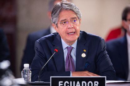 El presidente ecuatoriano, Guillermo Lasso, este sábado en la reunión de la CELAC en México.