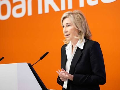 María Dolores Dancausa, consejera delegada de Bankinter, durante la presentación de resultados del primer trimestre del año.