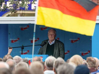 Alexander Gauland, copresidente de AfD, en un acto de campaña en Bautzen (Sajonia).