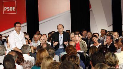 El candidato del PSOE, durante el acto de hoy en Valladolid.