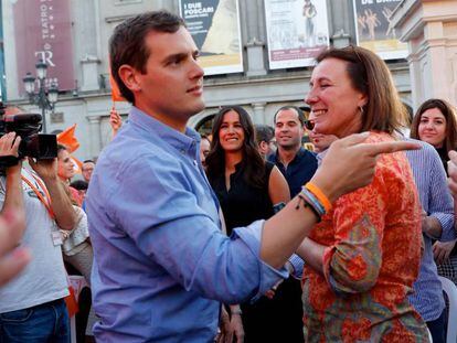 Albert Rivera, a su llegada al mitin de Ciudadanos.