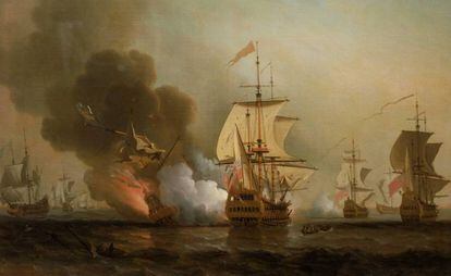 'La batalla de Baru', en la que fue hundido el 'San José', retratada por el pintor Samuel Scott.