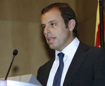 Sandro Rosell, en el Palau de Congresos de Catalunya.