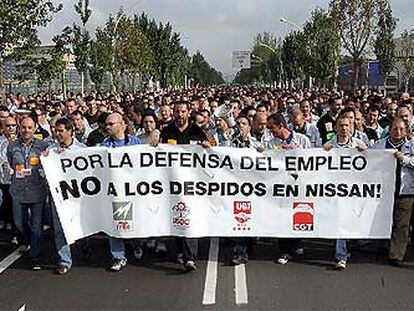 Manifestación de los trabajadores de Nissan en la Zona Franca de Barcelona, la semana pasada.