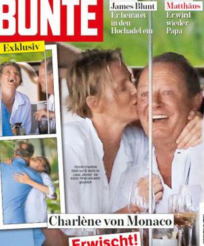 La portada de la revista 'Bunte' en la que Charlene aparece besando a un hombre en el Caribe.