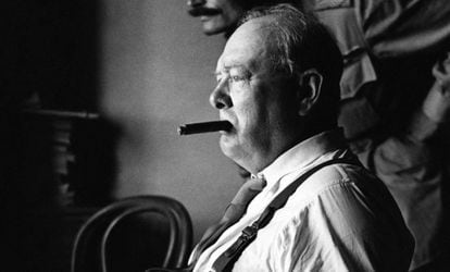 Winston Churchill, en Florencia en 1944.