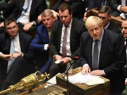 El primer ministro británico, Boris Johnson, en el Parlamento, el pasado 19 de octubre.