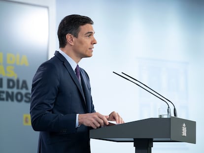 Comparecencia de Pedro Sánchez por la crisis del coronavirus, el sábado.