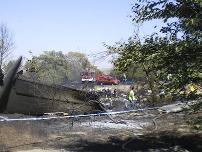 The wreckage of Spanair flight 5022 from Madrid to Gran Canaria.