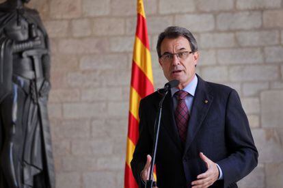 El presidente catal&aacute;n Artur Mas en su comparecencia del jueves en el edificio de la Generalitat.