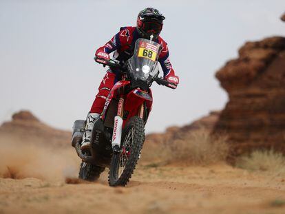 Tosha Schareina, este viernes durante su participación en el Dakar.