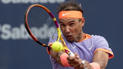 Nadal, este miércoles durante el partido contra De Miñaur en el Reial Club Tenis Barcelona.