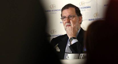 Mariano Rajoy, en un esmorzar informatiu a Madrid.