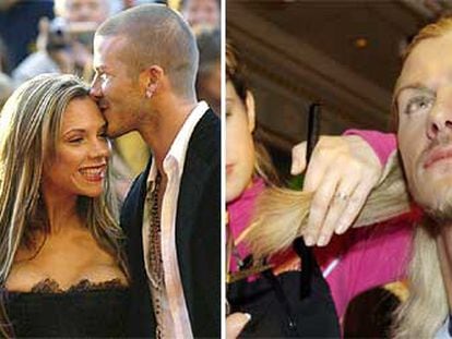 David Beckham con su mujer y cortándose el pelo