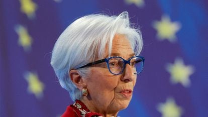 Christine Lagarde, presidenta del BCE, el pasado jueves en rueda de prensa.