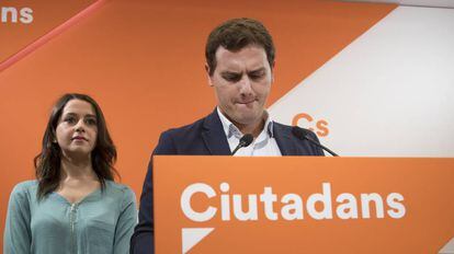 Albert Rivera e Inés Arrimadas tras el anuncio de la fecha y la pregunta del referéndum independentista.
