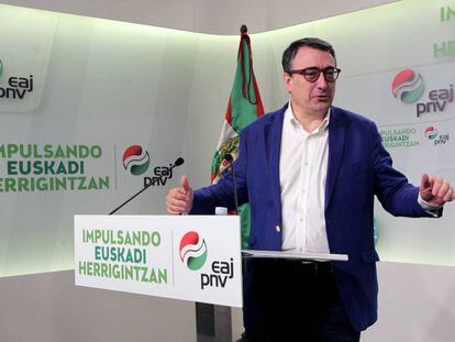Aitor Esteban, portavoz del grupo vasco en el Congreso de los Diputados, este viernes.