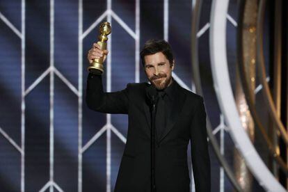 Christian Bale durante su polémico dicurso tras ganar el Globo de Oro por 'El vicio del poder'.