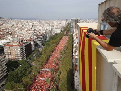 Imagen de la manifestación de la Diada, en la Avenida Diagonal de Barcelona, el año pasado.