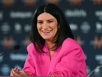 Laura Pausini, en una rueda de prensa de Eurovisión, festival que copresenta este año.