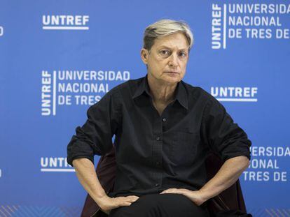 Judith Butler este martes en el campus de la Untref, a las afueras de Buenos Aires.