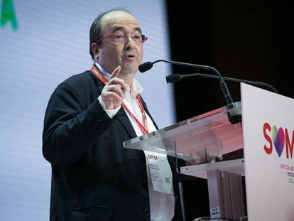 Miquel Iceta, líder del PSC, durante el congreso del partido