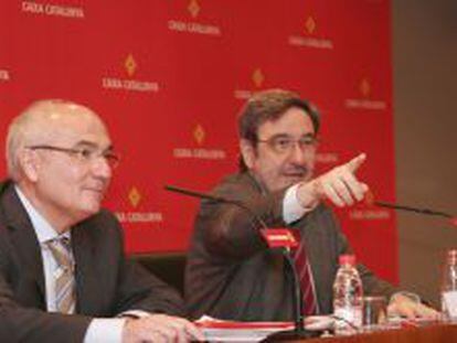 El expresidente de Catalunya Caixa Narcís Serra (dcha) y el ex director general Adolf Todó.