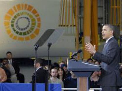 Barack Obama con los empleados de la planta de Pensilvania de Gamesa
