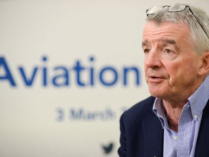El fundador de Ryanair, Michael O'Leary, durante la rueda de prensa de este martes.