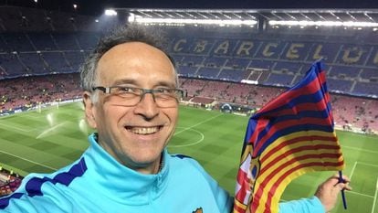 Gabriel Broner en una de sus visitas al estadio del FC Barcelona en 2017.