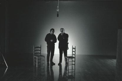 Juan Lebrón y Carlos Saura, en el rodaje de 'Flamenco'.